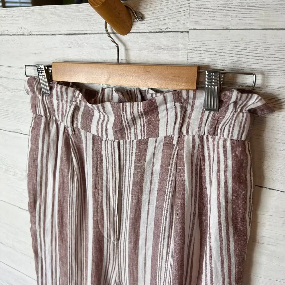 Lemlem by Liya Kebede X H&M Pants Womens Size Small 100% Linen Striped Paperbag